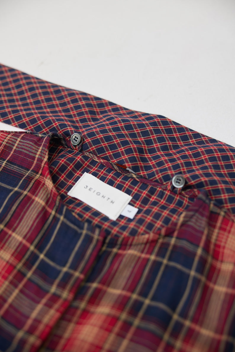 NIMAI 2-WAY SCARF TOP - RED TARTAN DOUBLE GAUZE