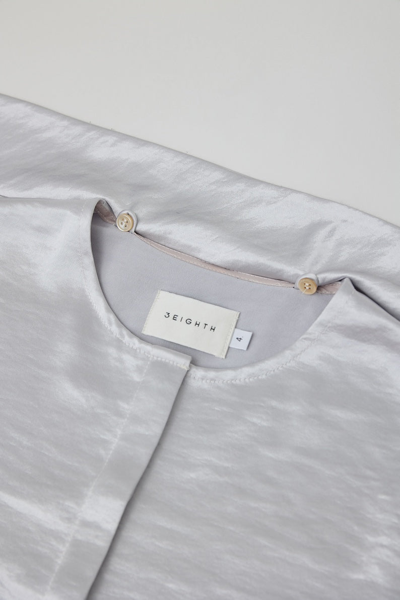 NIMAI 2-WAY SCARF TOP - SILVER SATIN