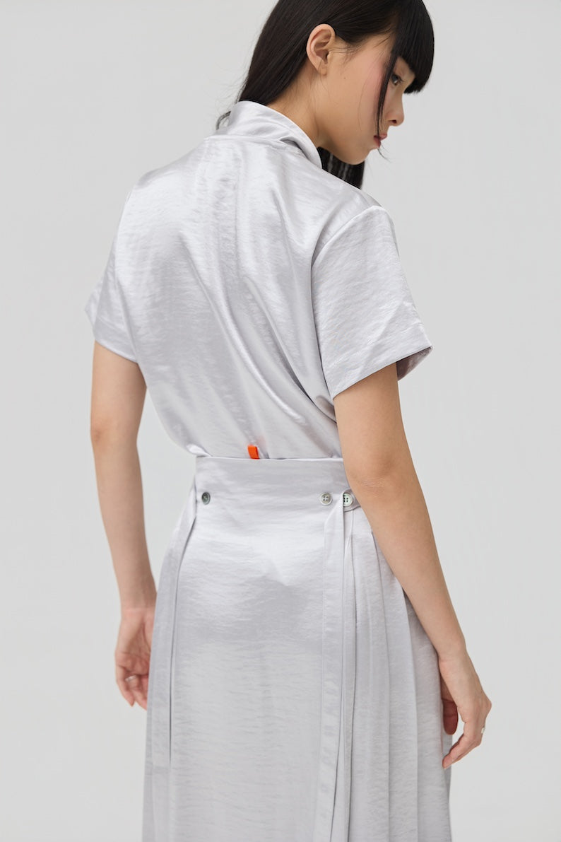 NIMAI 2-WAY SCARF TOP - SILVER SATIN