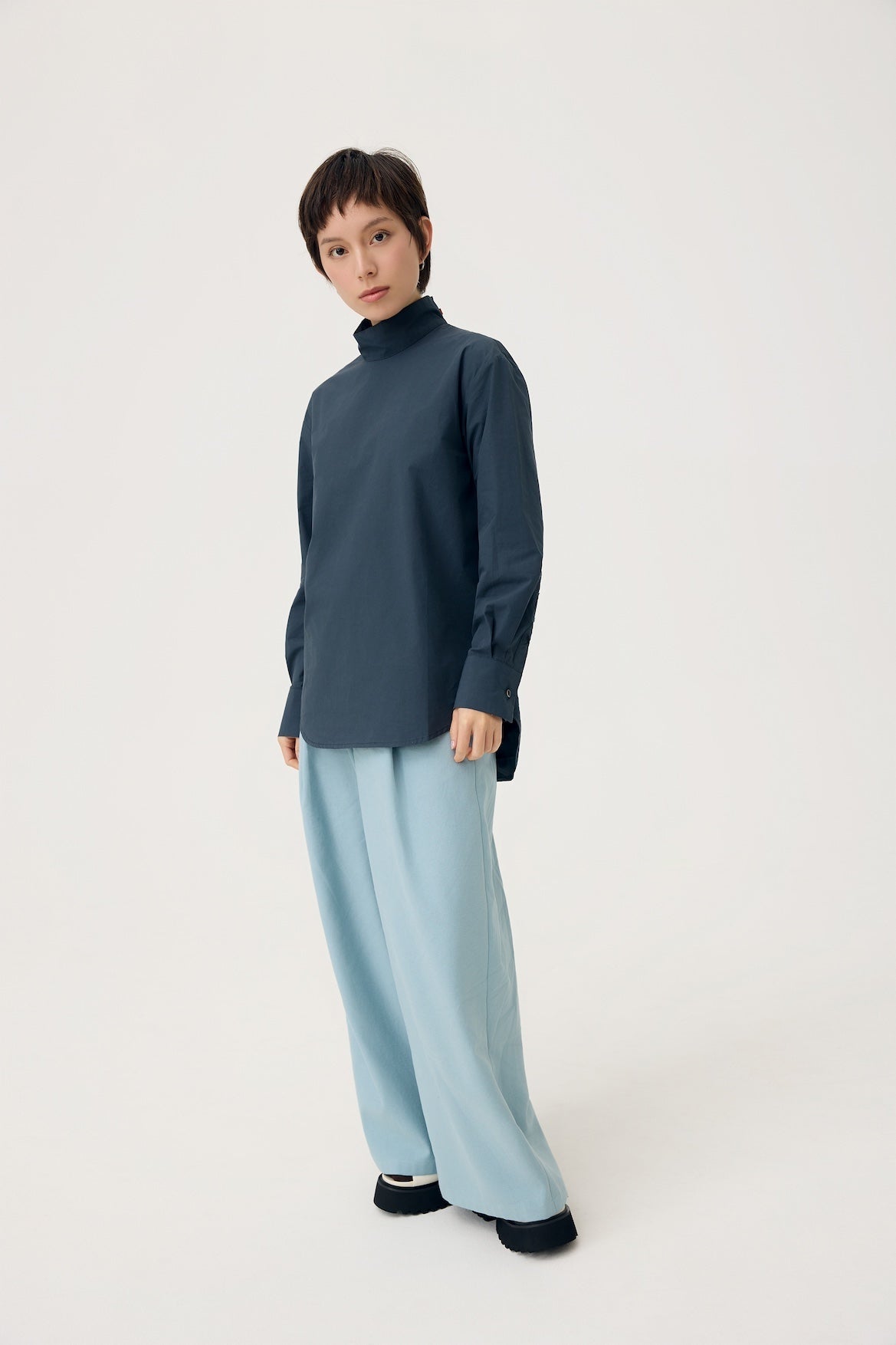OKI SCARF TOP IN DARK NAVY