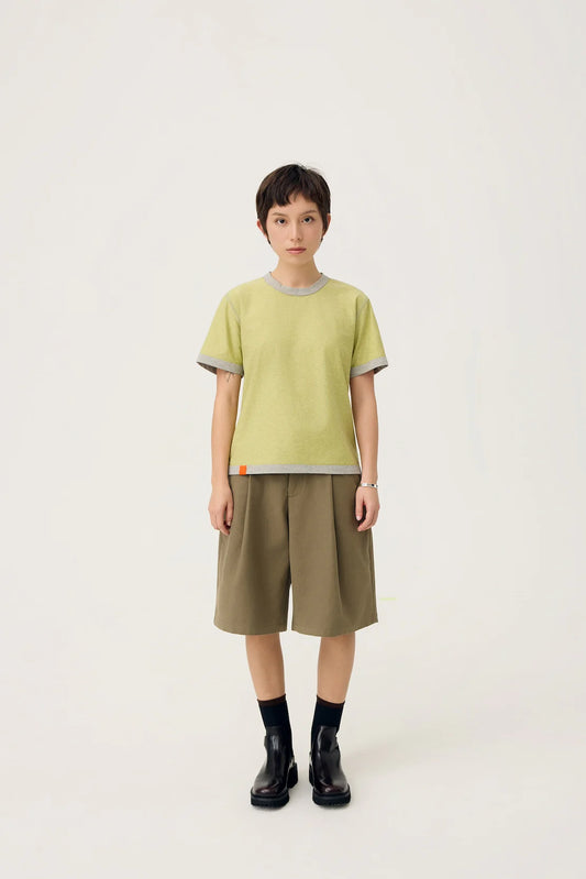 EVERYDAY REVERSIBLE TEE IN ZINC GREY & LEMON FIZZ