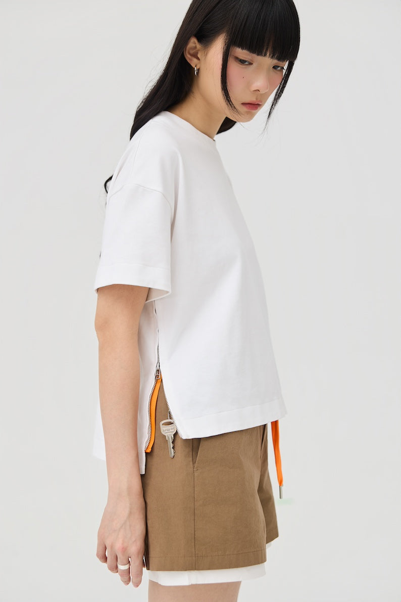 SOKKO ZIP TEE - OPTIC WHITE