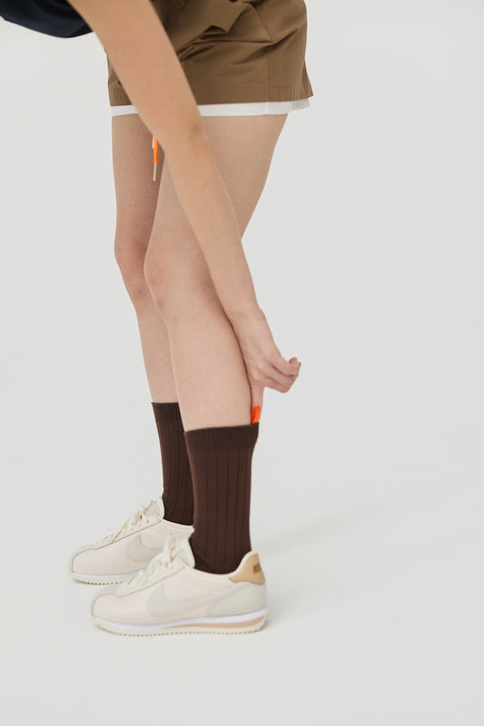 TAB CREW SOCKS - CHOCOLATE
