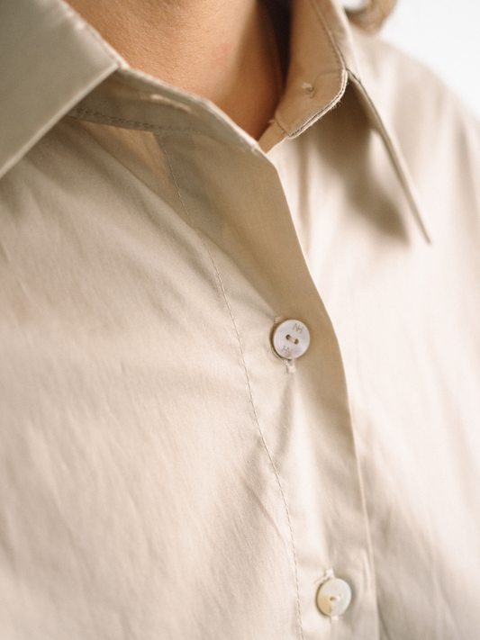 Caped-panel Poplin Shirt (Khaki)