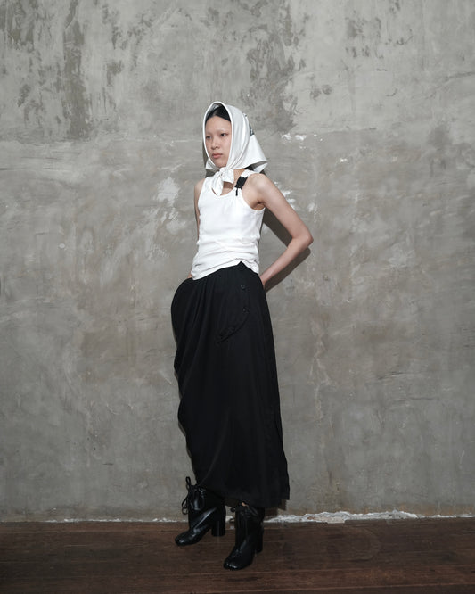 Draped Sarong Skirt in Black