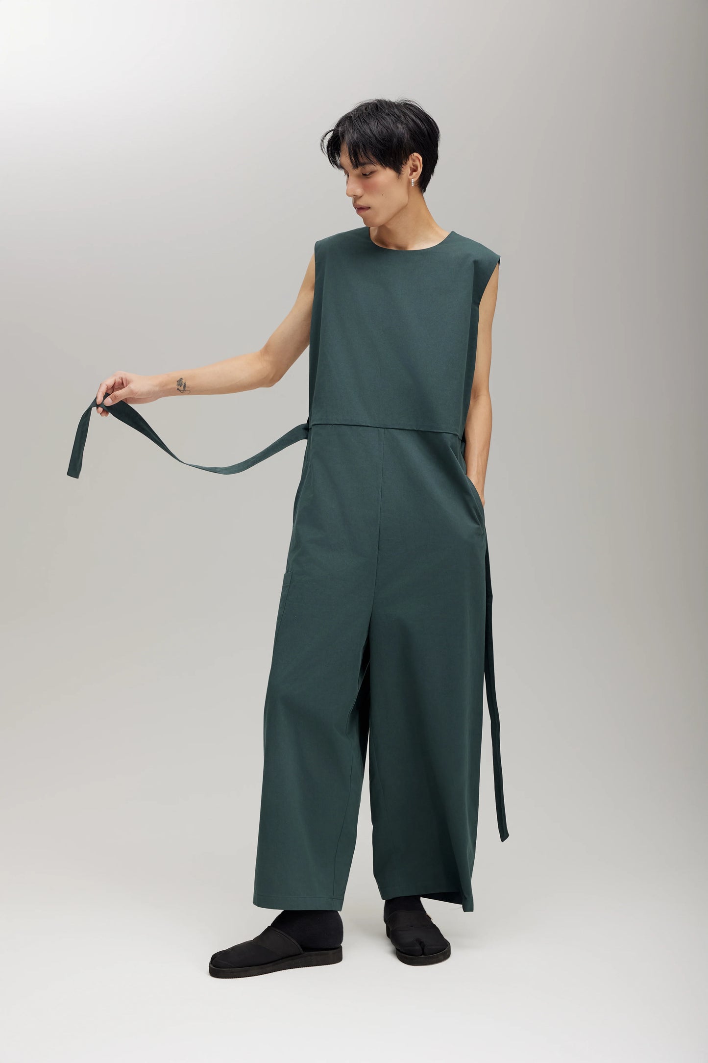 TRENCH JUMPSUIT IN FOREST GREEN