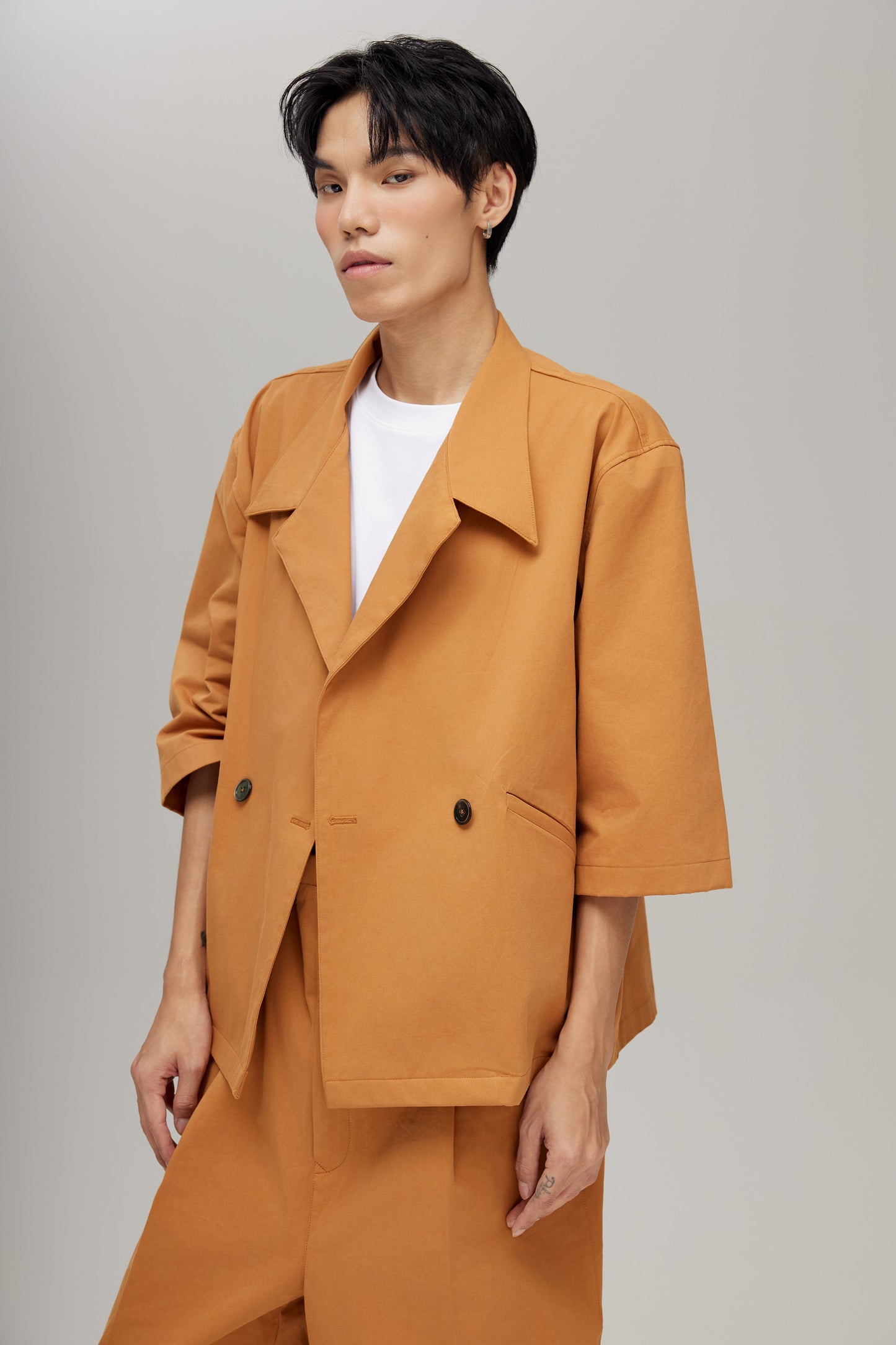 KIMONO TRENCH JACKET IN CARAMEL
