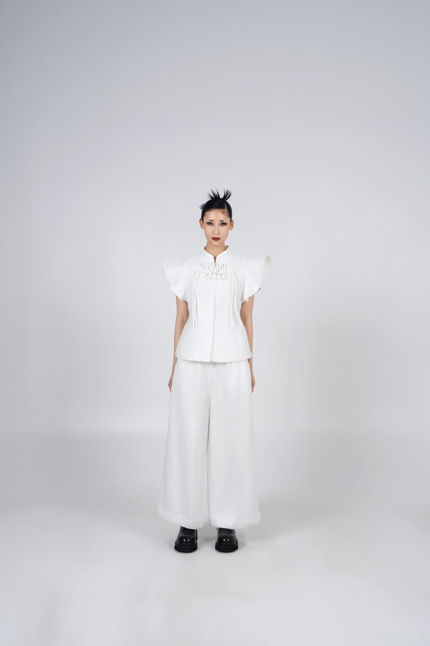 A-JANE CNY RUYI RUFFLE KNOT TOP - White