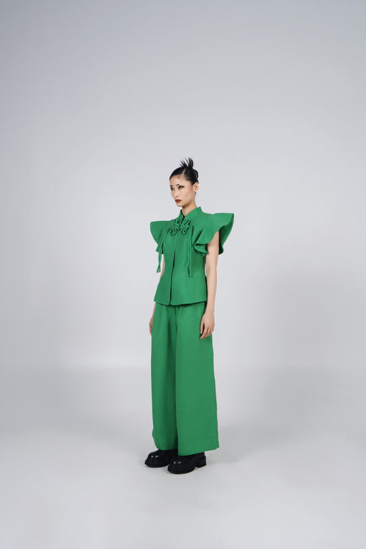 A-JANE CNY RUYI TAILORED PANTS in Jade Green