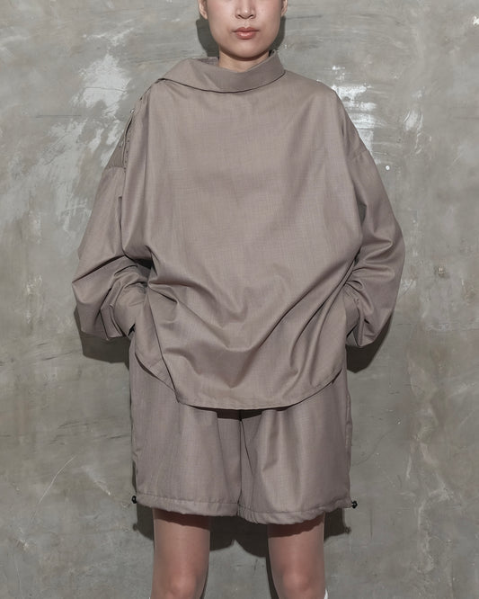 Slanted Collar Shirt in Brown