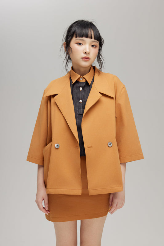 KIMONO TRENCH JACKET IN CARAMEL