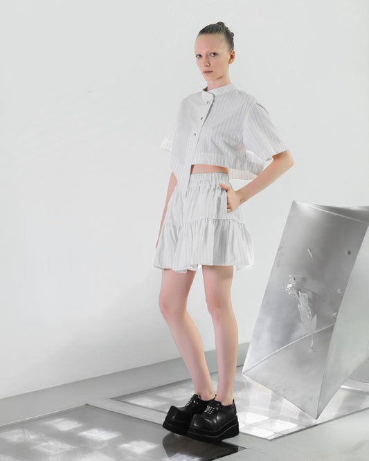 NOIZ N8SPK1 Straight Fit Elastic Waistband Shorts - Stripe