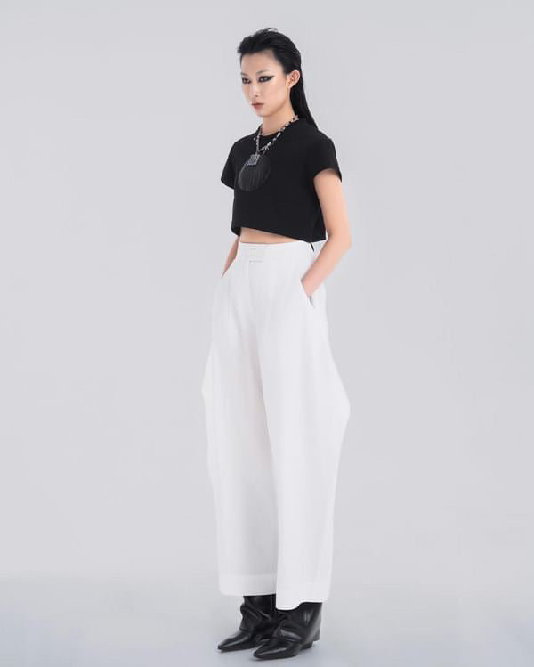 NOIZ N5LP3 MID-RISE DIAMOND PANTS - WHITE