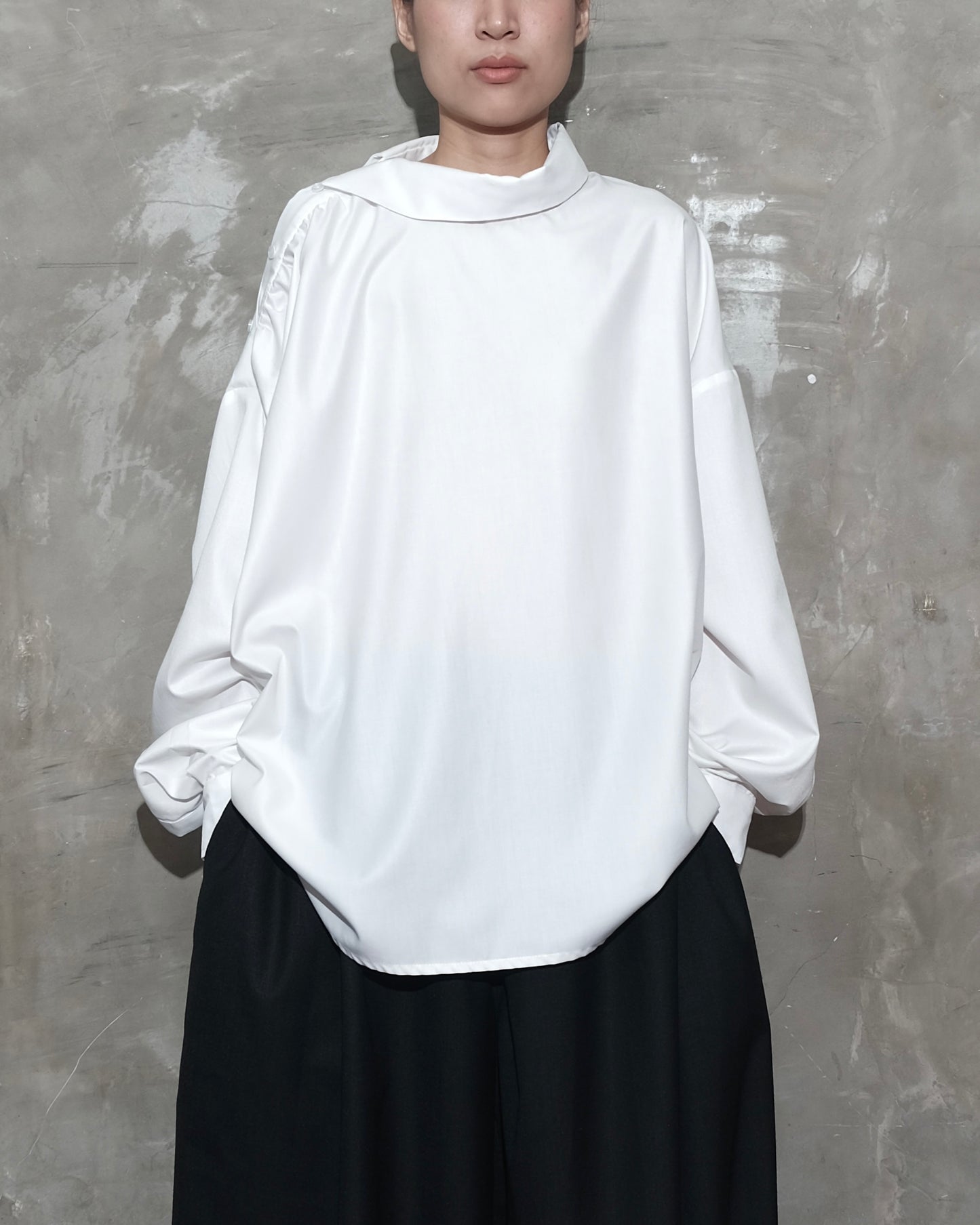 Slanted Collar Shirt in White