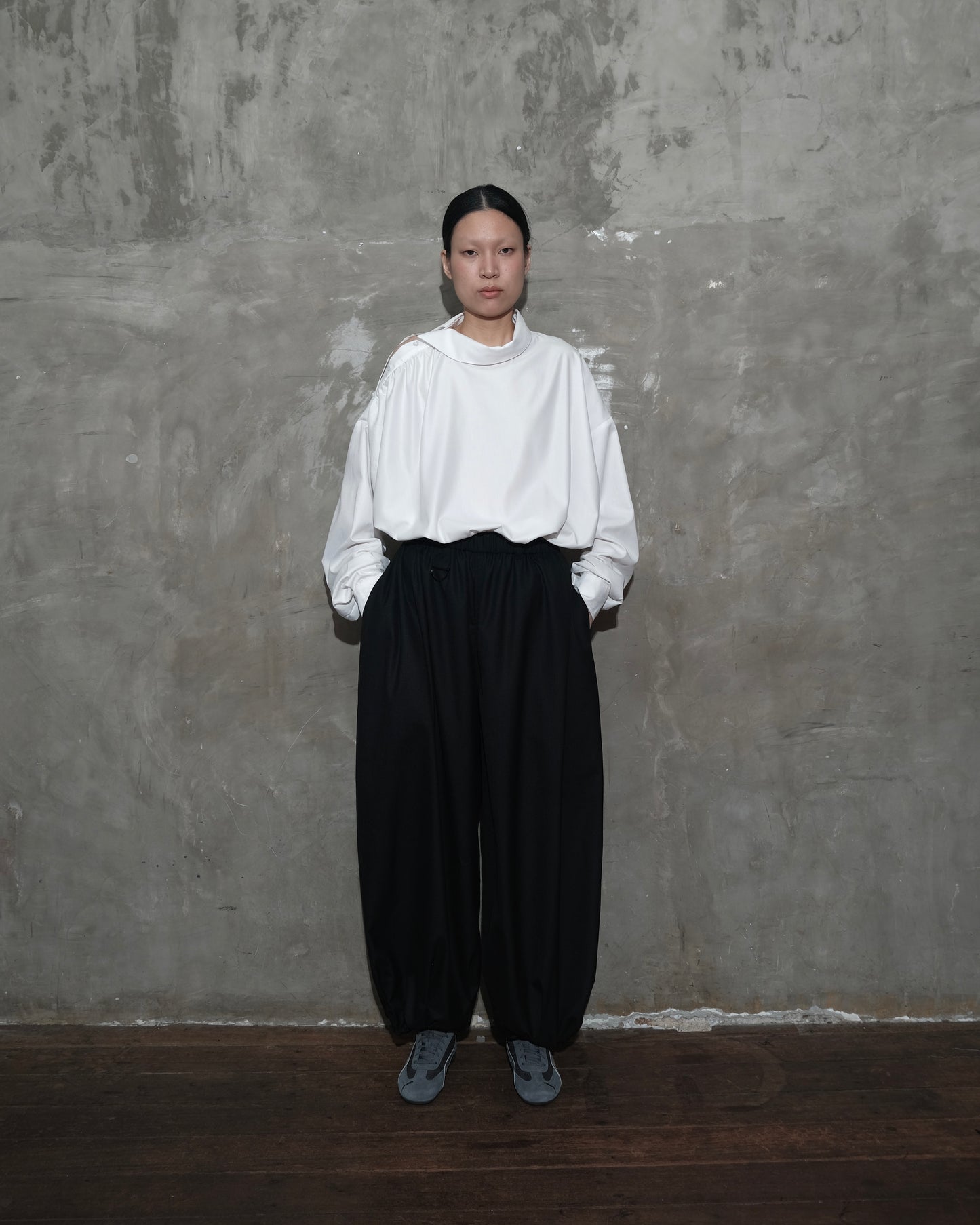Slanted Collar Shirt in White