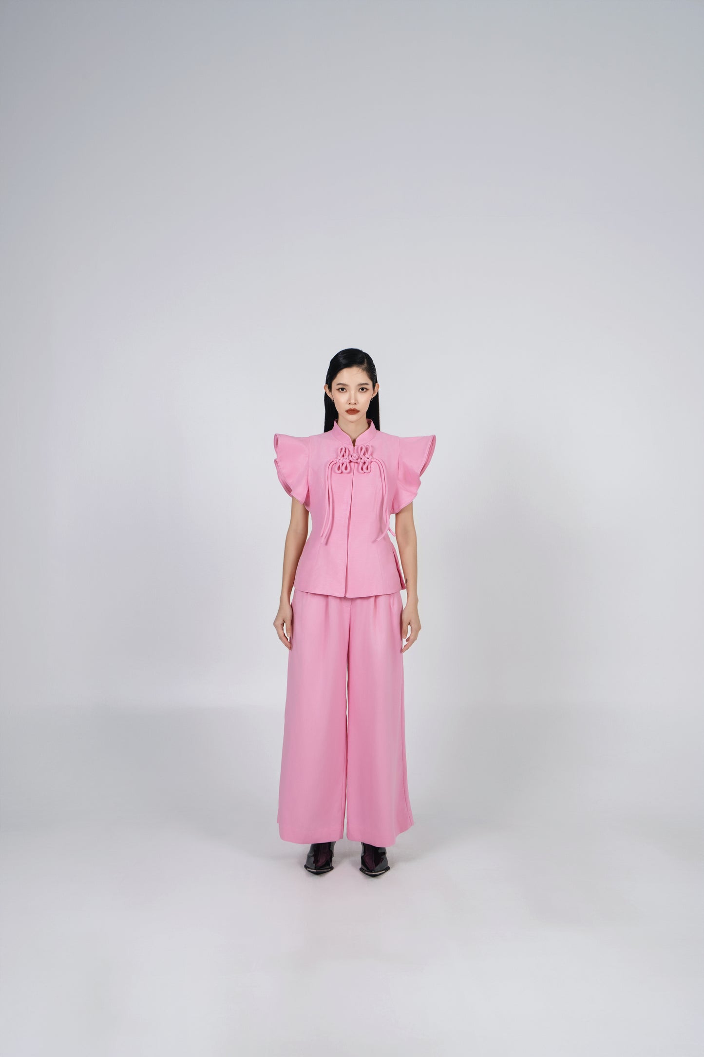 A-JANE CNY RUYI RUFFLE KNOT TOP - Pink