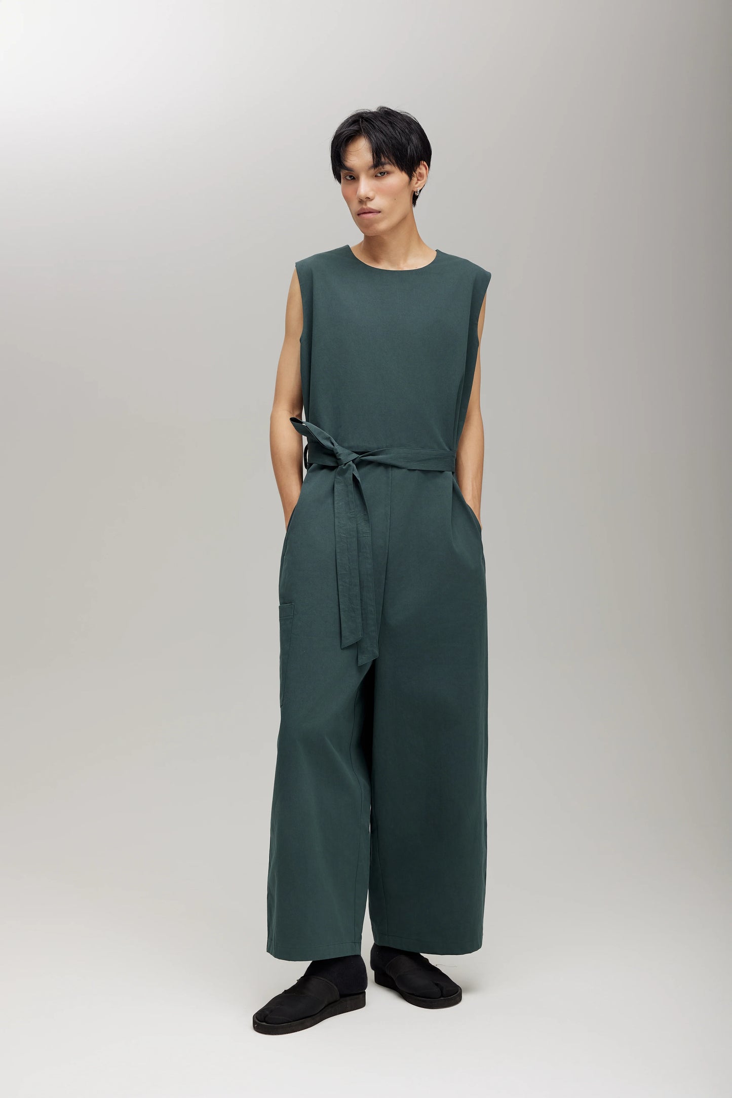 TRENCH JUMPSUIT IN FOREST GREEN