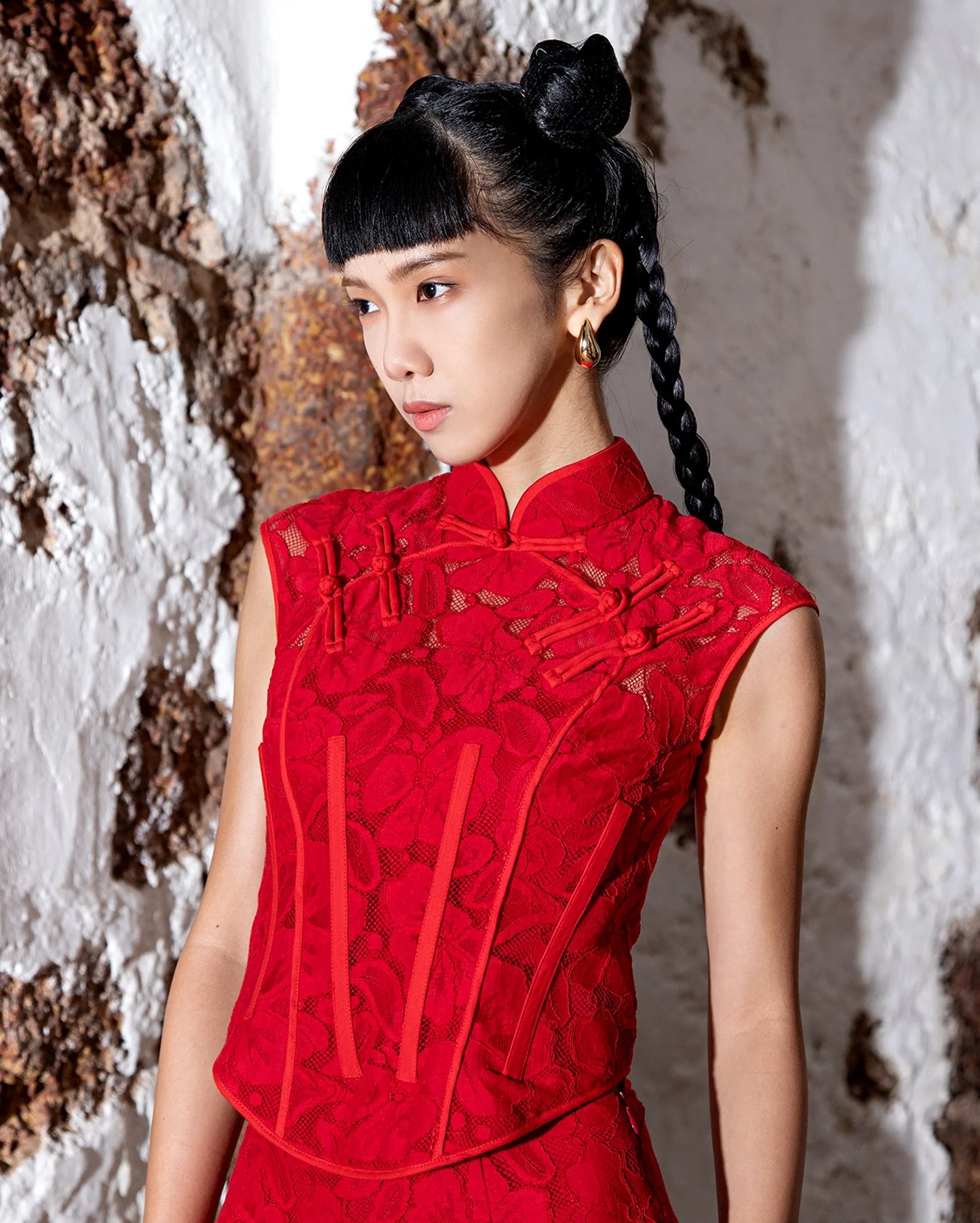 Qipao Corset Hibiscus Top