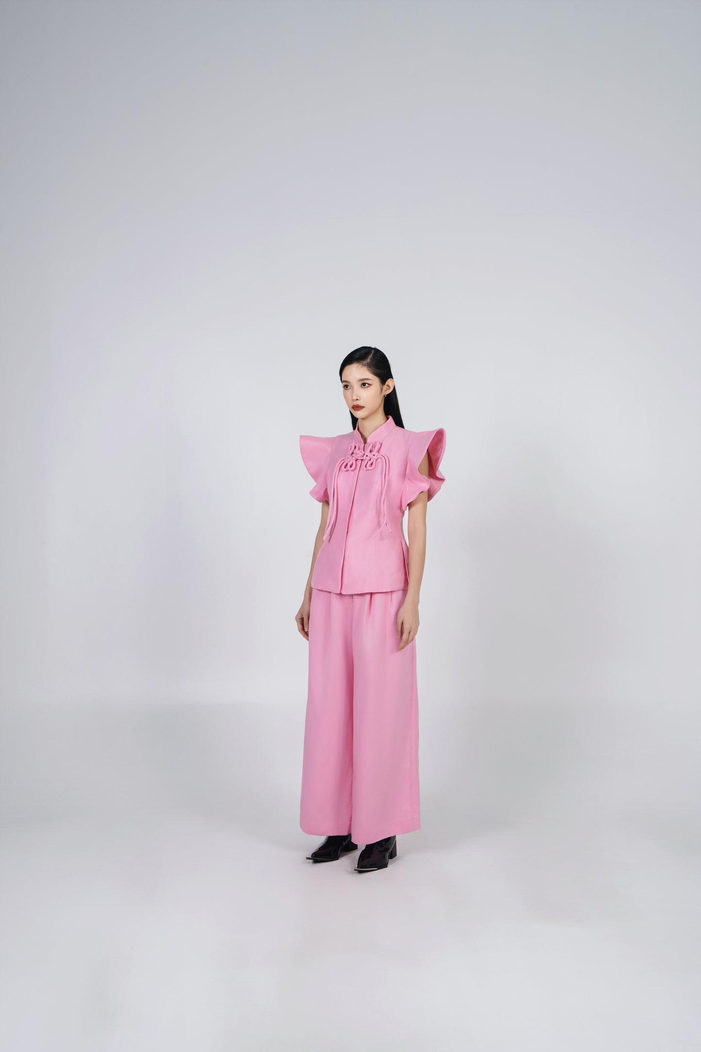 A-JANE CNY RUYI RUFFLE KNOT TOP - Pink