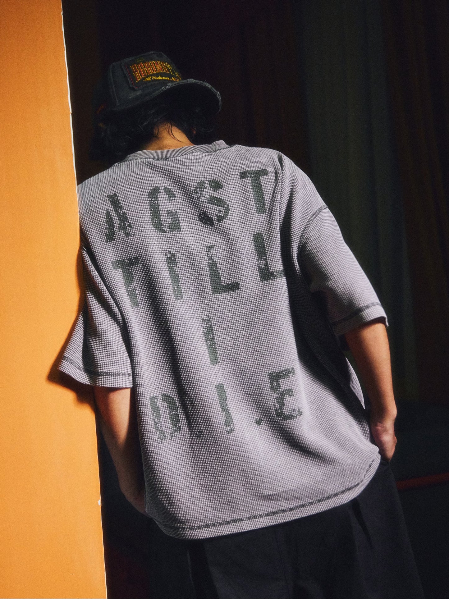 WAFFLE A.F. BOXY TEE WASHED GREY