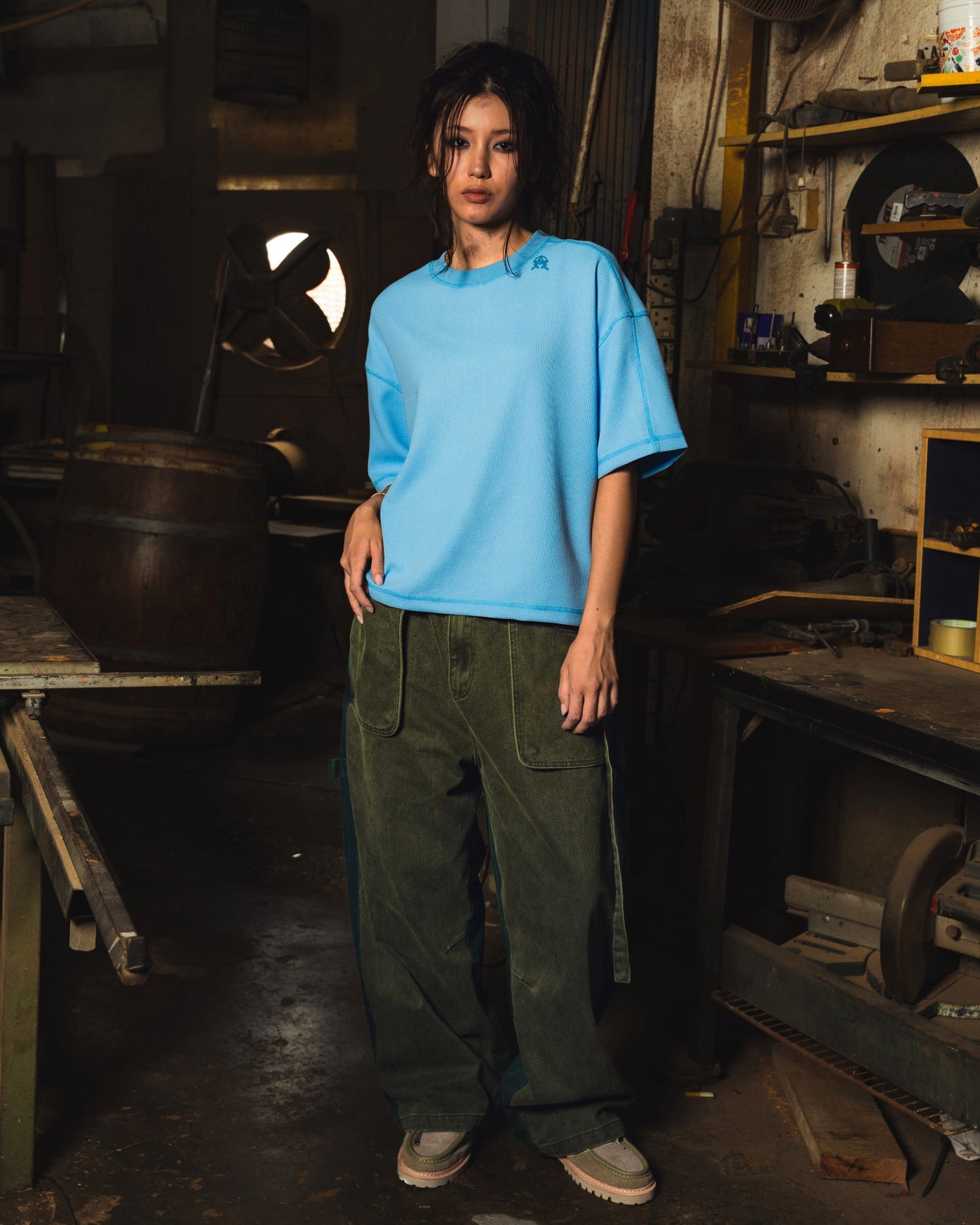 AGAINST X HDPC FABRICATOR WAFFLE TEE SKY