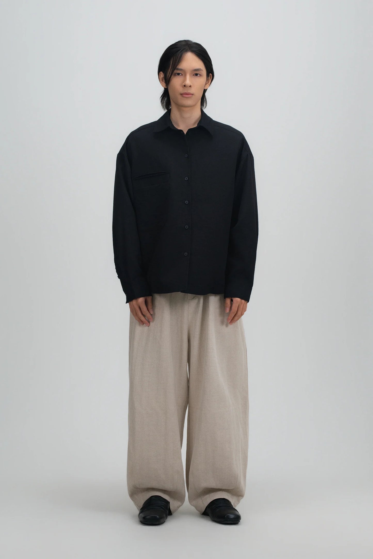 Gender Neutral Cocoon Trousers (Linen / Beige)