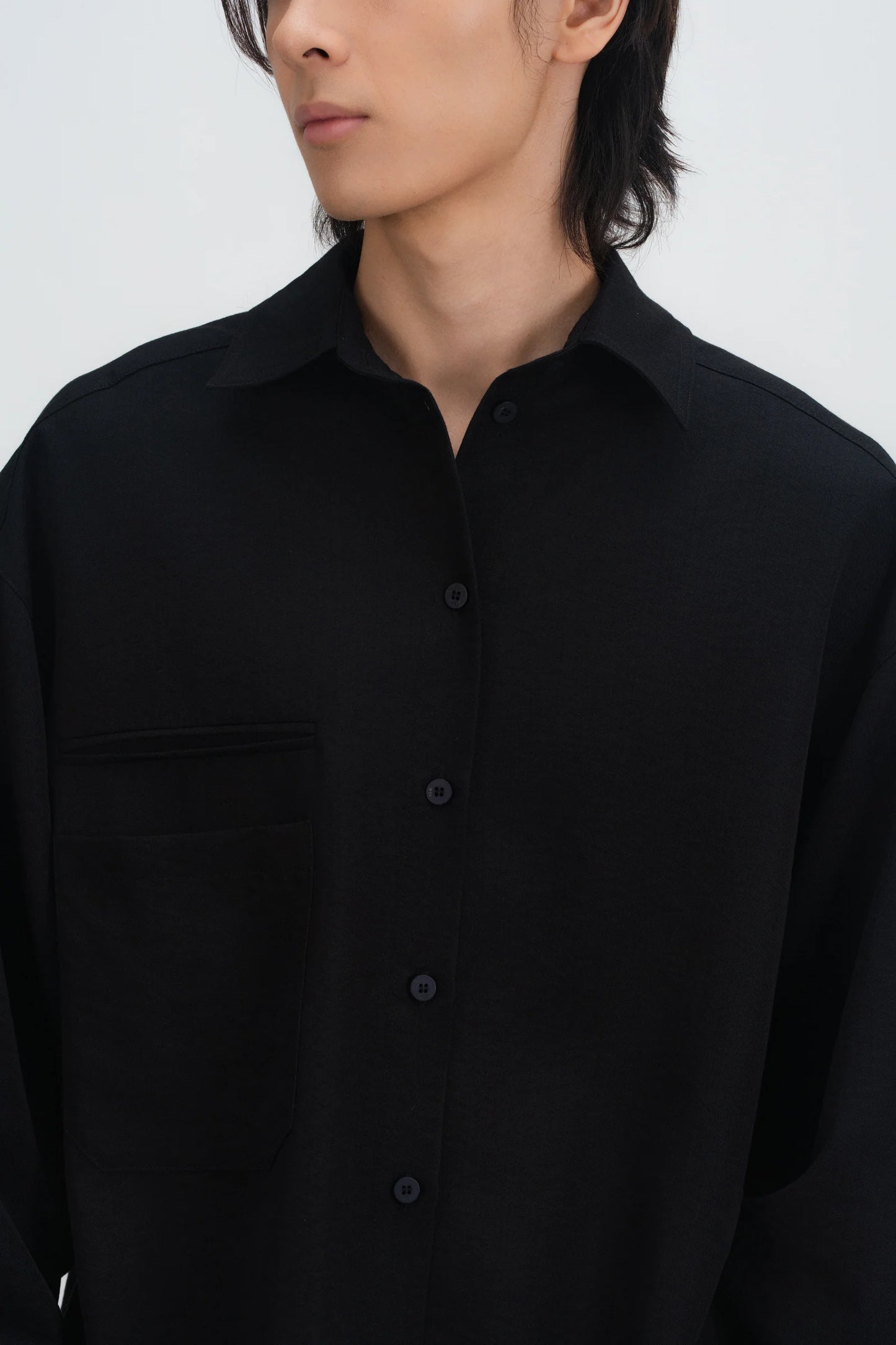 Gender Neutral Oversized Arm Long Sleeve Blouse (Black)