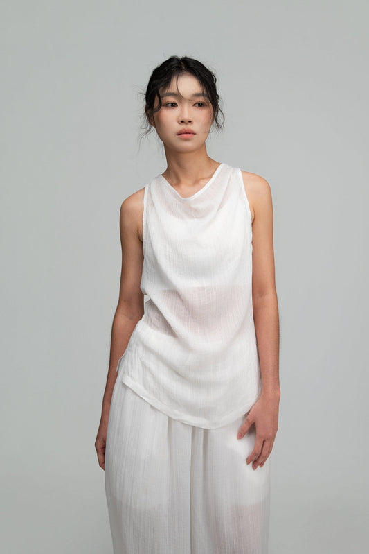 Soft Drape Neck Tank Top (White) - BEV C multi label store