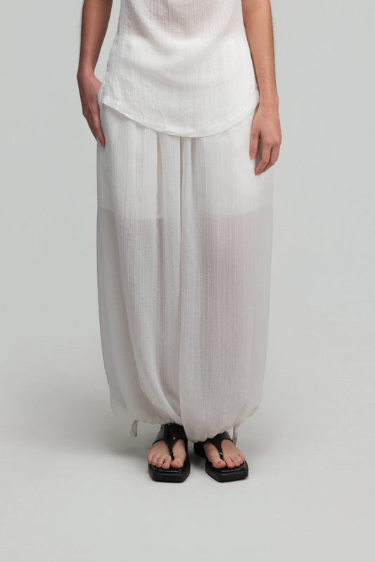 Soft Lantern Pants w/ Lining (White) - BEV C multi label store