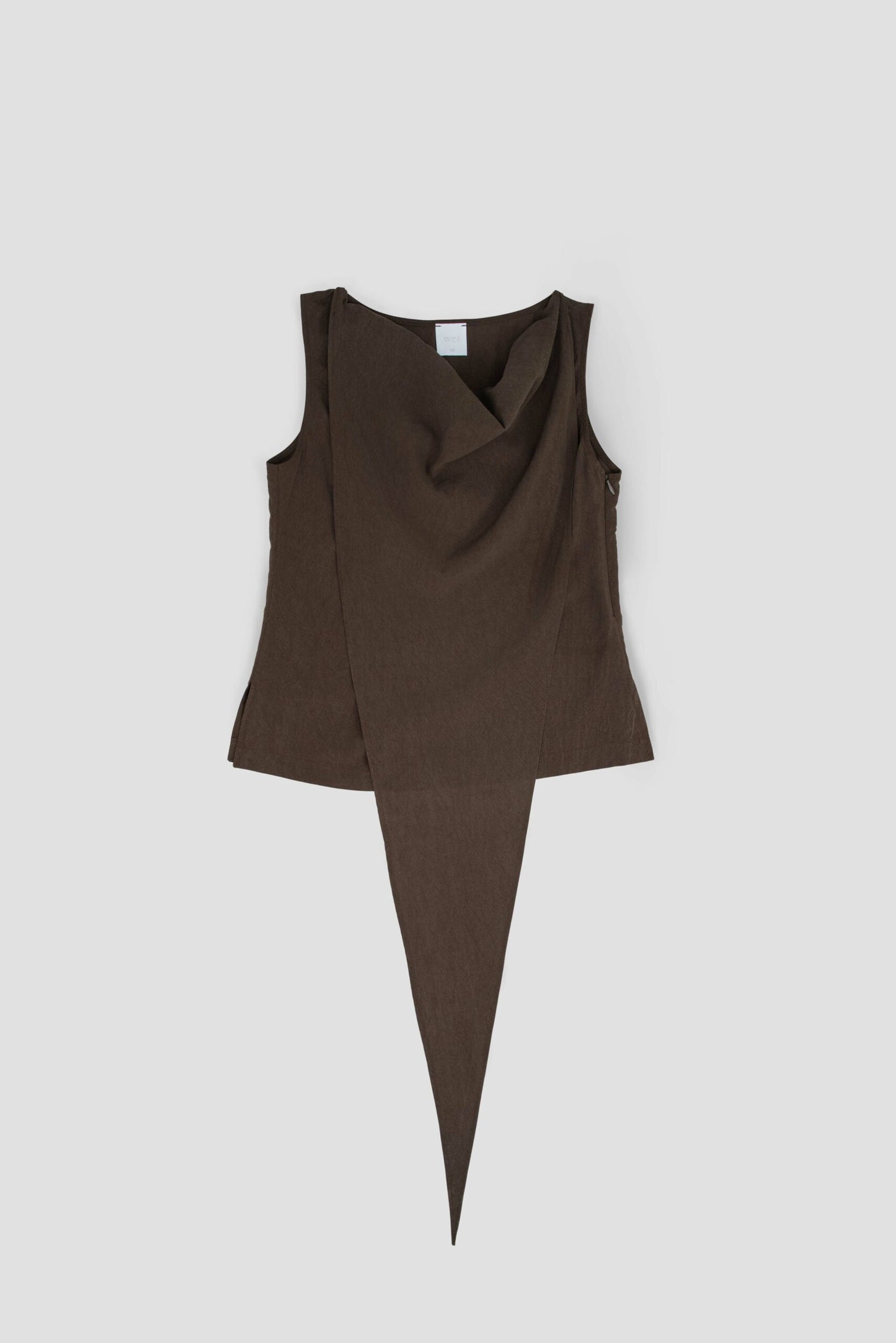 Neck-Scarf Half Sleeve Blouse (Brown)