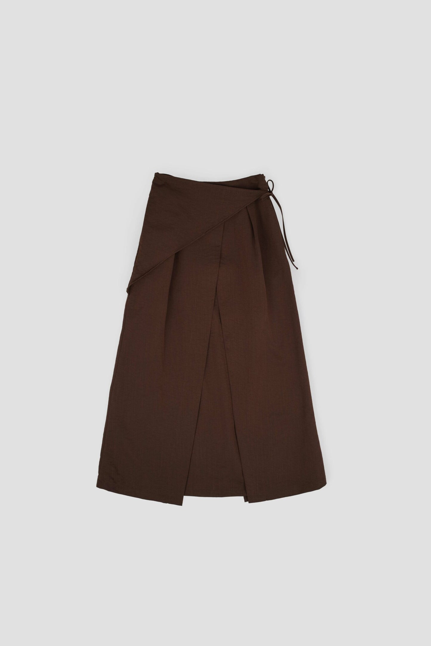 Waist Bandeu Pleated Skirt – Plus Long (Brown)