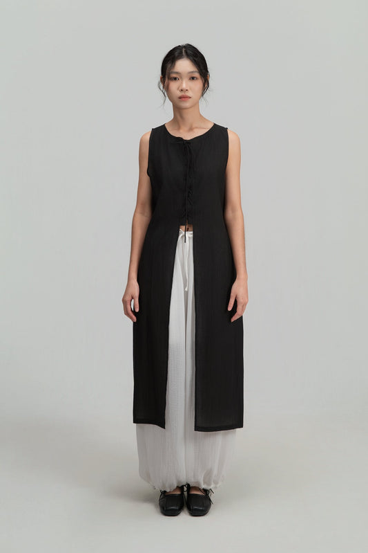 Crisscross Longline Bottom Slit Tank Top (Black) - BEV C multi label store