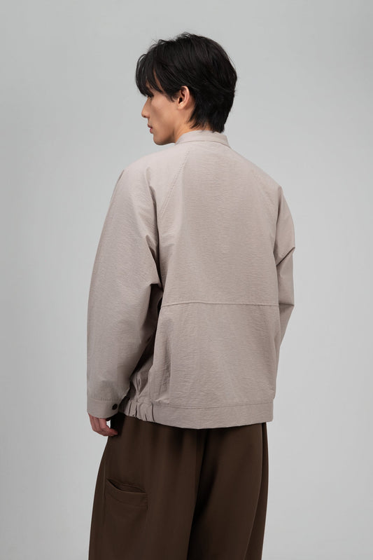 Gender Neutral Mandarin Collar Outer Blouse (Oat Grey) - BEV C multi label store