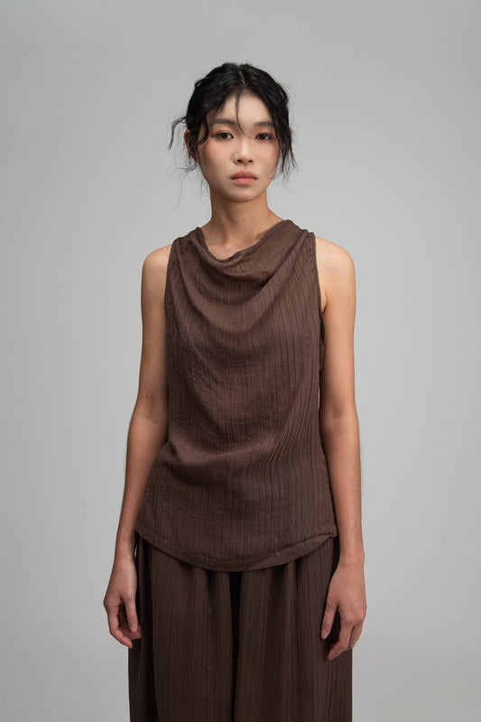 Soft Drape Neck Tank Top (Brown) - BEV C multi label store