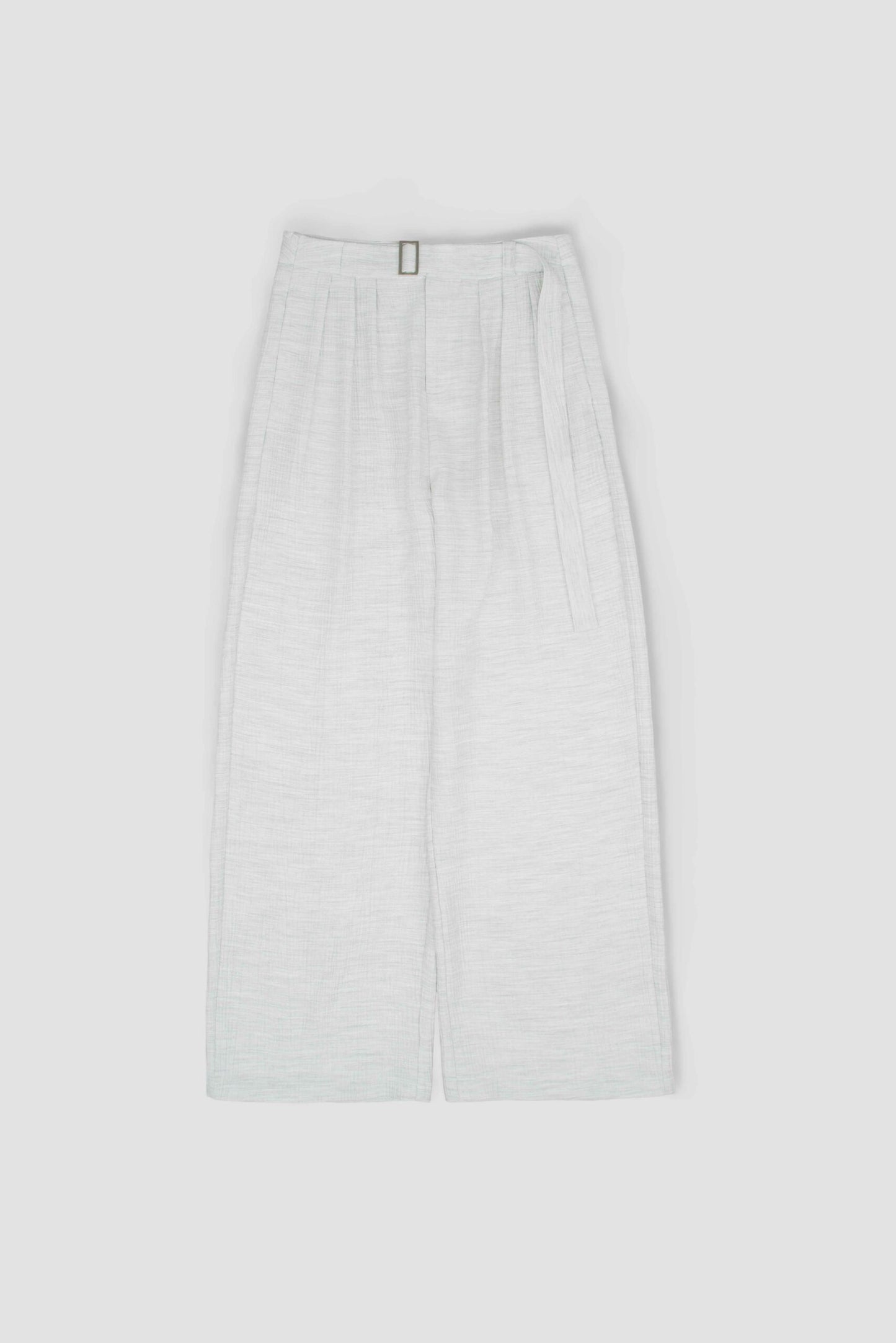 Tri Pleated Belted Trousers (Grey)