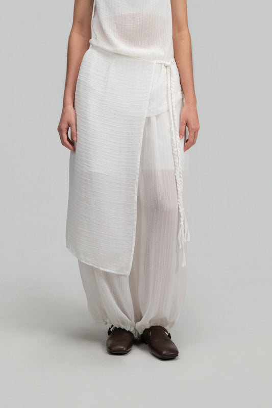 Soft Braided Tie Overlay Pareo (White) - BEV C multi label store