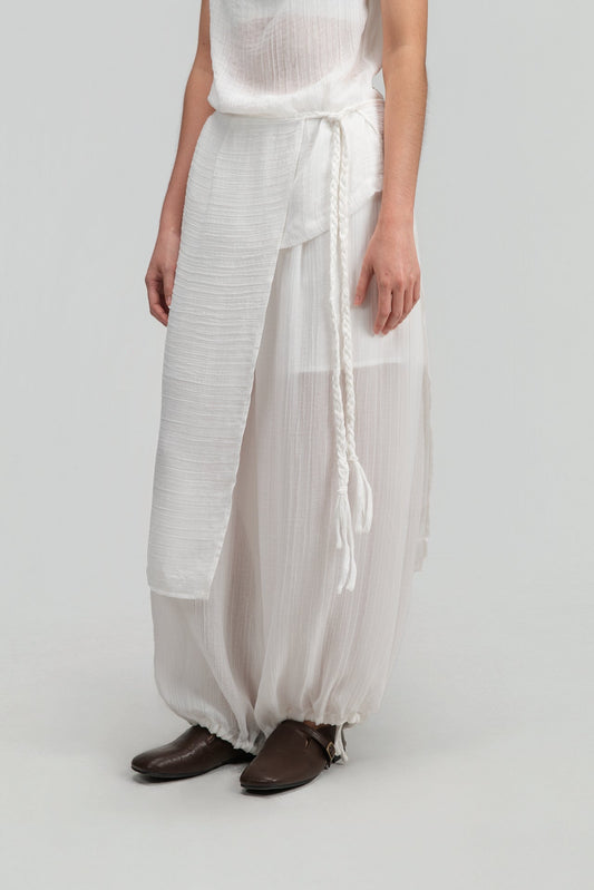 Soft Braided Tie Overlay Pareo (White) - BEV C multi label store