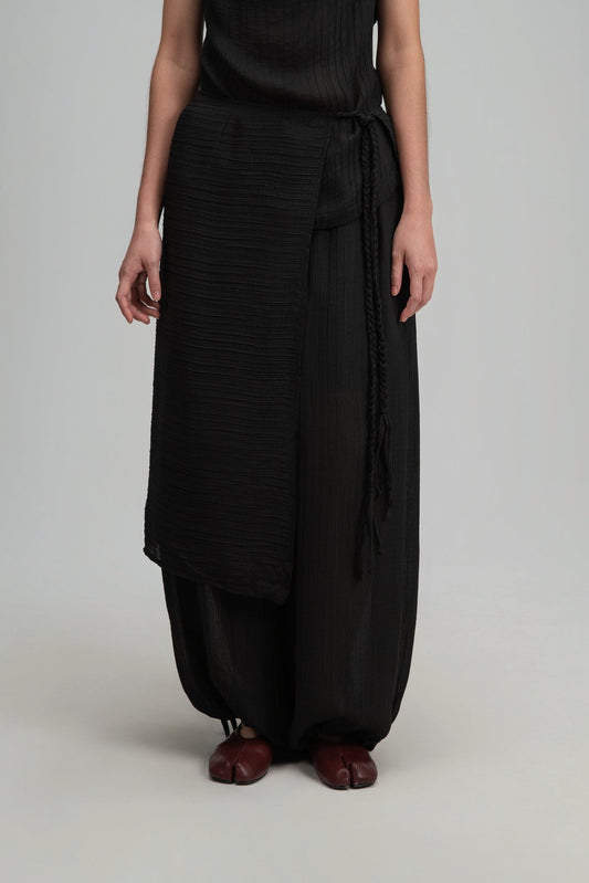 Soft Braided Tie Overlay Pareo (Black) - BEV C multi label store