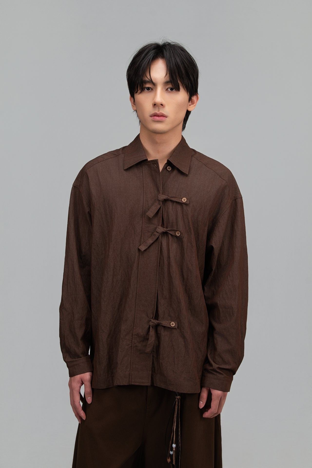 Gender Neutral Triple Knot Blouse (Brown) - BEV C multi label store