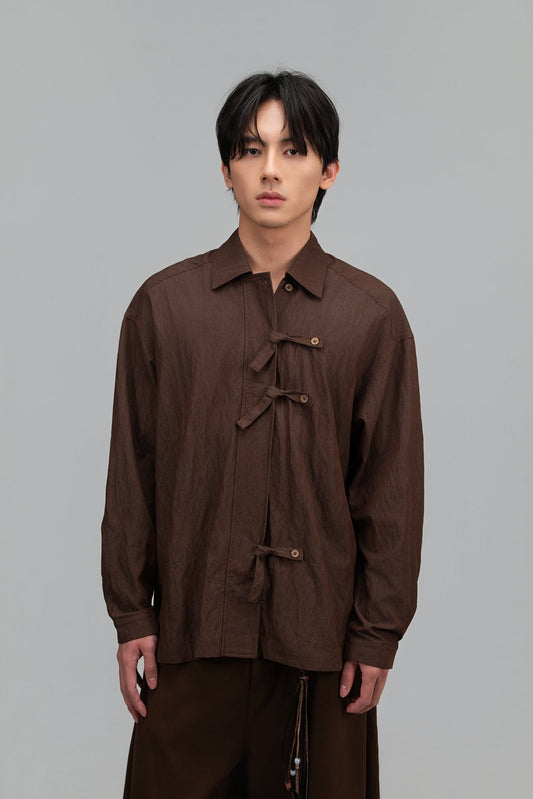 Gender Neutral Triple Knot Blouse (Brown) - BEV C multi label store