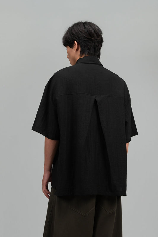 Gender Neutral Modern Mandarin Button Shirt (Black) - BEV C multi label store