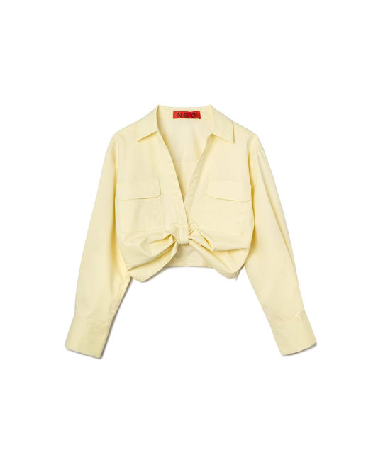 VOL.3_CH.1 Knot Cropped Shirt - Yellow