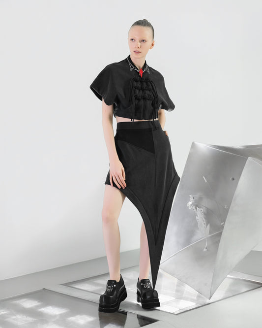 NOIZ N8SK2 Asymmetrical Deconstructed Pointed-Tail Skirt