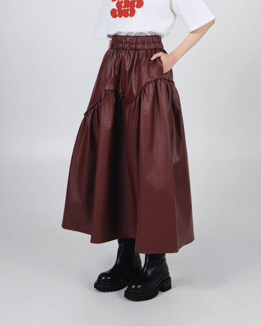 NOIZ N6SK3 YOYO WAVY PUFFY SKIRT - MAROON