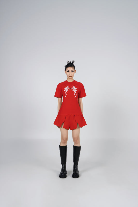 A-JANE CNY KNOT WOMEN T-SHIRT - RED