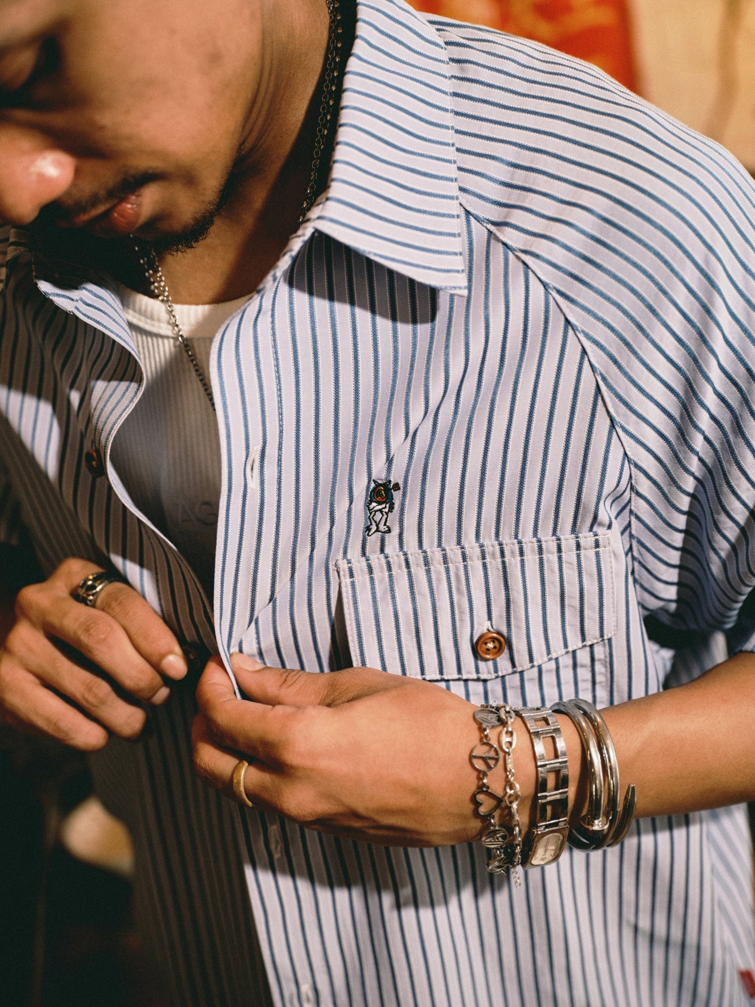 STRIPE MIGUEL SHIRT BLUE - BEV C multi label store