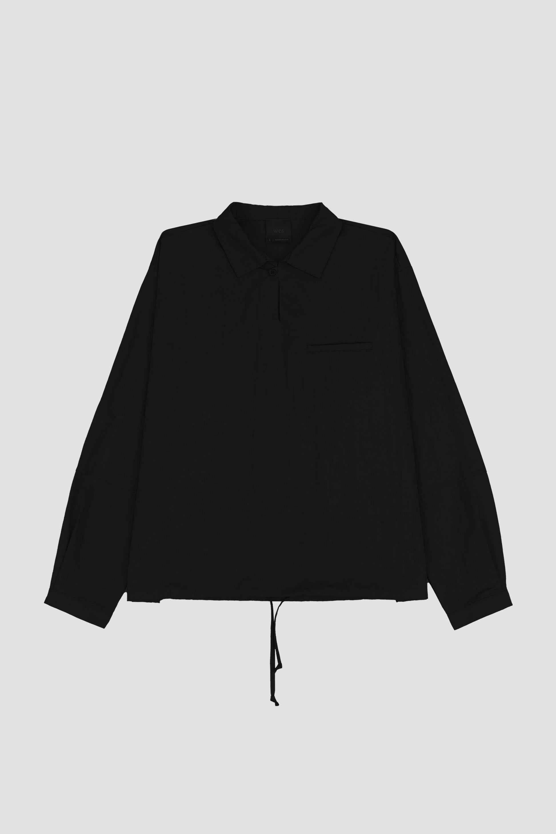 Gender Neutral Skipper Collar Long Sleeve Shirt (Black) - BEV C multi label store