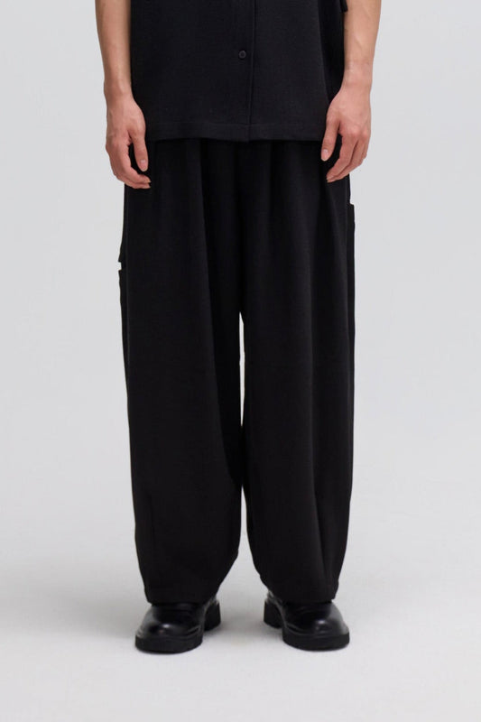 Gender Neutral Cocoon Trousers (Poly Waffle / Black) - BEV C multi label store