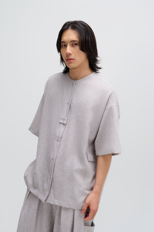Gender Neutral Oversized Drop Shoulder Boxy Shirt (Poly Waffle Grey) - BEV C multi label store