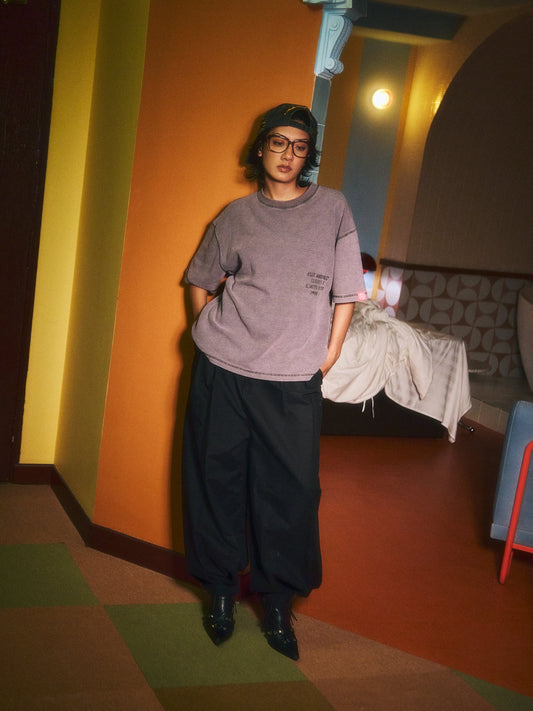 WAFFLE A.F. BOXY TEE WASHED GREY